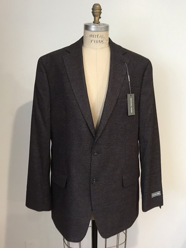 Giacca sportiva nuova con etichette Michael Kors viola lana blu misto poliestere 2 Bttn taglia 44 L