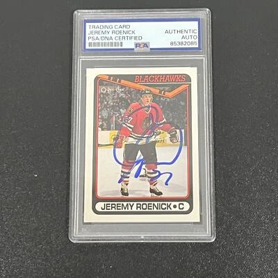 1990 O Pee Chee #7 Jeremy Roenick Signed Card AUTO PSA slabbed Blackhawks - Image 1 of 2