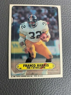 1983 Topps Football Sticker #15 Franco Harris - Pittsburgh Steelers HOF - Image 1 of 2