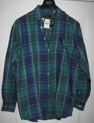 MINE MEN'S MULTI-COLOR PLAID CHECKS LONG SLEEVE 100% LINEN SHIRT SIZE M $98 NWT - Image 1 of 4