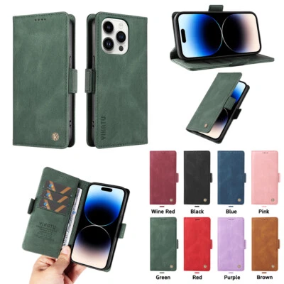 PU Leather Case Wallet Card Flip Phone Cover For iPhone 15 Pro Max 14 13 12 XR 6 - Image 1 of 4