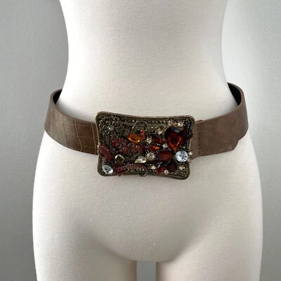 Cinturón Chico's Mujer Pequeño Imitación Cuero Bronce Hebilla Estrás Foto 1 de 4