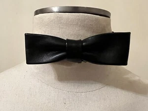 DSQUARED² RARE BLACK LEATHER BOW TIE SILK PAPILLON ONE SIZE ADJUSTABLE UNISEX - Picture 1 of 8