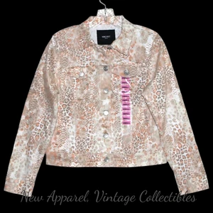 Chaqueta vaquera para mujer NINE WEST talla S con estampados de leopardo, clásica denim camionero - Imagen 1 de 4