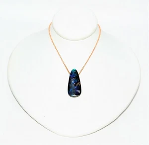 Collar de ópalo natural colgante de oro rosa macizo de 14 quilates de 14,64 quilates - Imagen 1 de 10