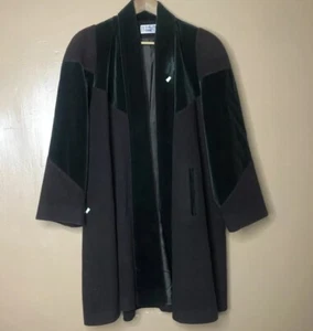 Ultimate Classic Women's Size Large Coat Swing Velvet Brown Black Open Front - Picture 1 of 12