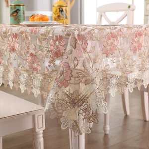 Luxury Table Cloth Lace Embroidery Rectangular Tablecloth Wedding Table Cloths - Picture 1 of 20