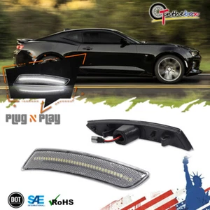 For Chevy Camaro 2016-2023 Clear LED Side Marker Lights Front / Rear White 2PCS - Picture 1 of 12