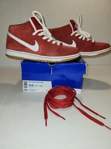Nike SB Dunk Mid Pro Sneakers Uomo 10.5 Brickhouse Rosso 314383-601 OG Box Suola in Gomma - Foto 1 di 9