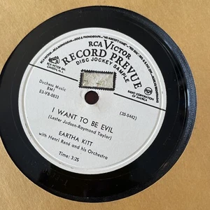 Rare EARTHA KITT 78RPM DJ white label I WANT TO BE EVIL/ANNIE DOESN'T LIVE HERE - Picture 1 of 2