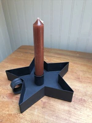 Primitive 7" Black Star Candle Holder Pan HALLOWEEN - Image 1 of 3