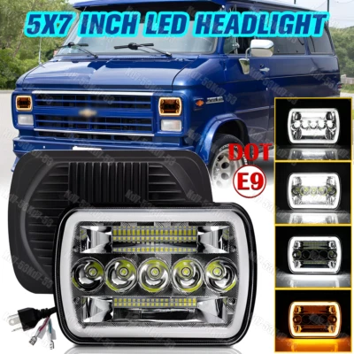 Faro LED rectangular 1 pieza apto para camioneta Chevy G10 G20 G30 1978-1995 5x7" 7x6 pulgadas Foto 1 de 4