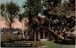 1910er Salt Lake City, Utah Postkarte "GEBURTSORT VON MAUDE ADAMS" Hausansicht - Bild 1 von 2