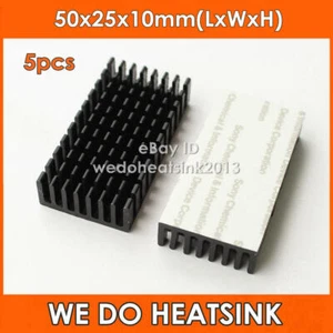 5pcs 50x25x10mm Heatsink Aluminum Black Anodize Heatsink With Thermal Tapes - Picture 1 of 5