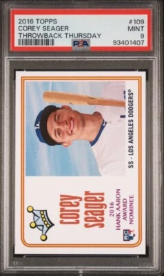 COREY SEAGER Topps Throwback Thursday Exclusive RC SP /579 #109 Dodgers PSA 9!! - Image 1 of 2