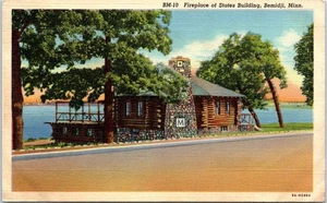 Fireplace of States Building, Bemidji, Minnesota Postcard c1938 - Picture 1 of 2