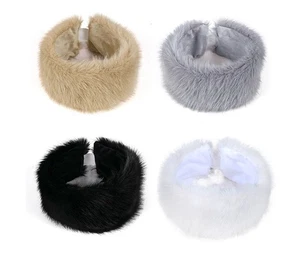 Wide Band Fur Headband Winter Keep Warm Ear Warmer Stretchy Fleece Headwrap Gray - Picture 1 of 19