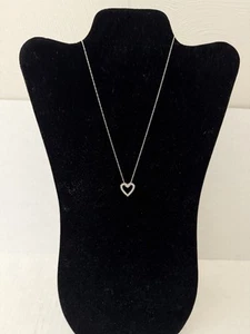 NWT Natural Diamond Heart Necklace 1/10 CTTW 925 Sterling Chain 18" Pendant - Picture 1 of 15