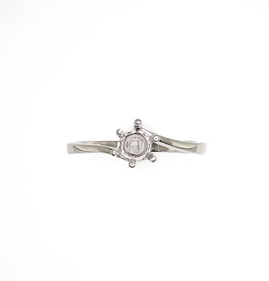 5 mm Round Six Prong Bypass Ring Setting Sterling Silver with Rhodium Finish - Image 1 of 4