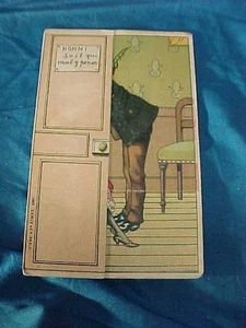 Early 20thc RISQUE SCENE 2 Panel POSTCARD w Surprise IMAGES - Bild 1 von 3