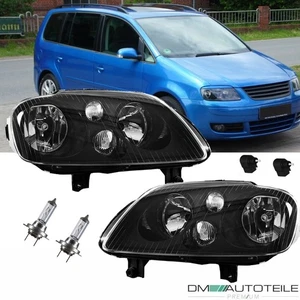 Scheinwerfer SET Schwarz Links Rechts passt für VW Touran 03-06 + Caddy 04-10 - Bild 1 von 6