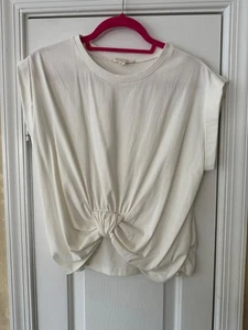 Anthropologie Grade & Gather Women's White Cinched Cotton Blend Top Sz M - NWOT - Picture 1 of 3