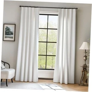 White Velvet Curtains 108 52"W x 108"L (Pack of 2) #Light Filtering | White - Picture 1 of 7