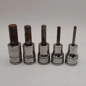 Snap-On 5pc Hex Socket Set 3/8" Drive Fa4e Fa5e Fa7e Fa10e Fa12e SAE Standard - Picture 1 of 6