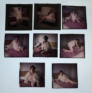 8 x LARGE GLAMOUR. PHOTO SLIDE.OLDER,WOMAN,MODEL,NUDE,NIGHTIE.1970’s FREE UK P&P - Picture 1 of 7