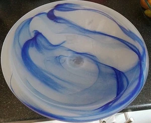 Striking Cobalt Blue Swirl Frosted Glass Bowl,Possibly Portmeirion. 31.5cm - Picture 1 of 7
