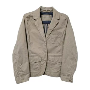 Eddie Bauer Blazer Jacket Women’s Sz 14 Petite Tan Legend Wash Pockets VGUC  - Picture 1 of 8