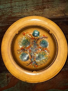 Sascha Brastoff Handpainted Enamel on Copper Ashtray Midcentury Modern Flower - Picture 1 of 8