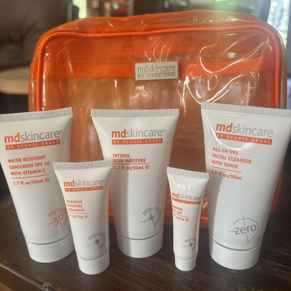 CUIDADO DE LA PIEL DR. DENNIS GROSS 5 PIEZAS (CUERPO, LIMPIADOR FACIAL, PROTECTOR SOLAR, OJOS, HUMEDAD) Foto 1 de 4