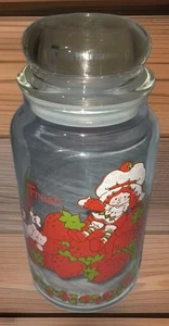 Vintage Strawberry Shortcake Glass Cannister Jar with Lid - Picture 1 of 14