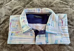 Bugatchi Mens L Polo Shirt- Multicolor Brushstroke Pattern - Picture 1 of 9