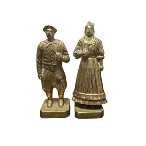 Massives Messing Volk Paar Figuren Paar Trachtenkleidung Mann Frau Statuen - Bild 1 von 7