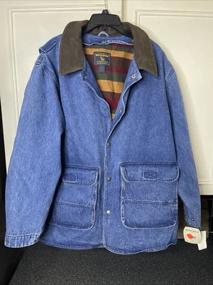 Vintage NWT 80’s Woolrich Denim Blanket Lined Barn Coat Jacket Size XL USA Made - Image 1 of 4