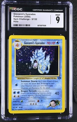 CGC 9 MINT Giovanni's Gyarados 2000 Gym Challenge 5/132 Holo SWIRL Pokemon Card - Image 1 of 2