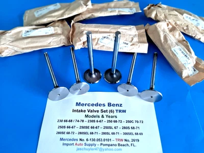 Mercedes Benz 230, 230S, 250C, 250SL, 280S, 280SE, 280SL Intake Valve Set of (6) - Image 1 of 4