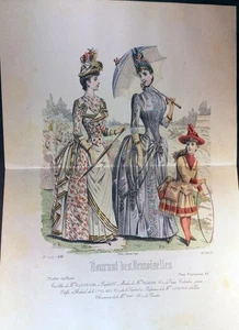Grosser Mode Stahlstich von 1888. Journal des Demoiselles. 4679. Modes de Paris: - Bild 1 von 2