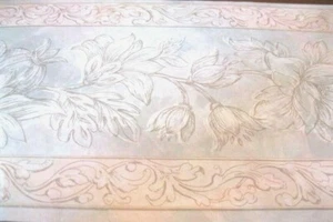 Wallpaper Border Floral Flower Ornate Swirl Scroll  Mint Green Peach EH99792 - Picture 1 of 1