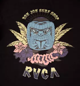 RVCA Ron Jon Surf Shop Blau Totem Grafik Herren M Langarm Schwarz Baumwolle Hemd - Bild 1 von 17