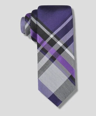 $52 Alfani Hombres Púrpura Cuadros Ajustado Seda Autoatado Vestido Corbata Talla 57x2.75 Foto 1 de 2