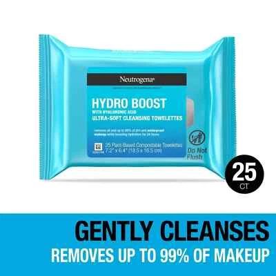 Neutrogena Hydro Boost Makeup Remover Wipes & Face Cleansing Towelettes, 25 - Image 1 of 4