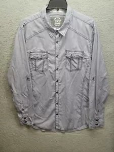 BKE Buckle Mens Lightweight Button Shirt Size XL Standard Fit Blue Plaid Striped - Picture 1 of 8
