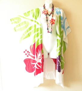 CM13 Floral Kimono 38" Midi Cardigan Duster Kaftan Jacket Cover Top - up to 5X - Picture 1 of 5