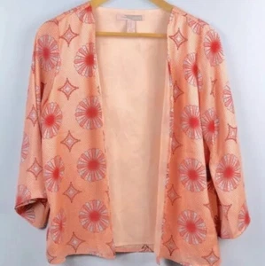 Forever 21 Contemporary Kimono Silky Orange Blue XS Open Front Retro - Picture 1 of 4