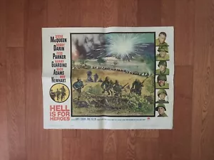 1961 Paramount Picture War Movie Theatre Poster HELL IS FOR HEROES Steve McQueen - Picture 1 of 12