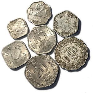 REPUBLIC INDIA 1,2,3,5,10,20 PAISA ALUMINIUM COLLECTIBLE COINS LOT - 7 COINS - Picture 1 of 2