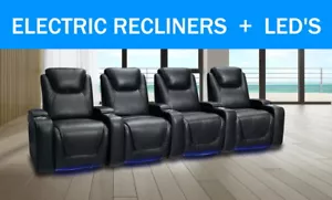 4 Seater Electric Home Theatre Recliner Lounge Media Room Cinema Chair Furniture - Picture 1 of 8